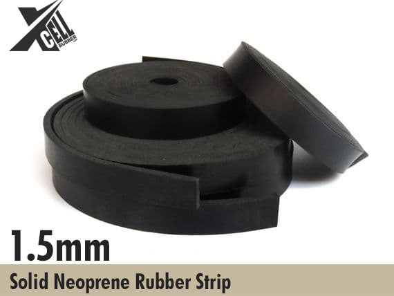 1.5mm Thick Solid Neoprene Rubber Strip Available In Various Widths