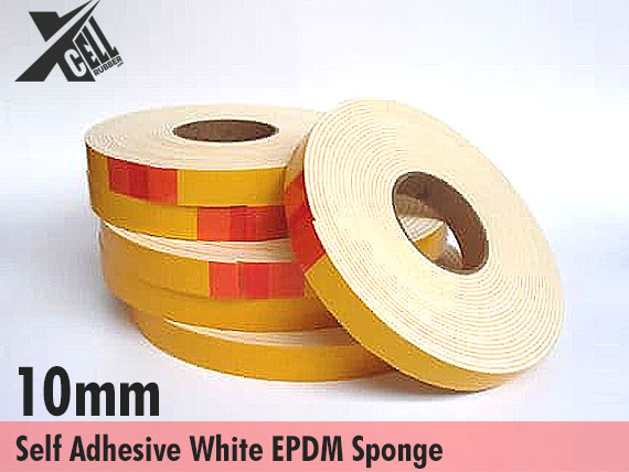 10mm Thick Self-Adhesive White EPDM Sponge Strip Available In Various Widths