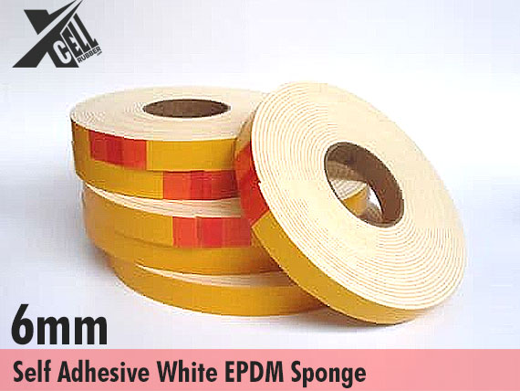 6mm Thick Self-Adhesive White EPDM Sponge Strip Available In Various Widths