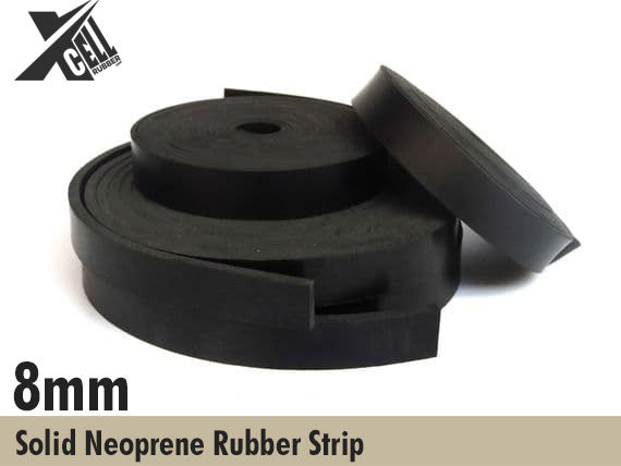 8mm Thick Solid Neoprene Rubber Strip Available In Various Widths